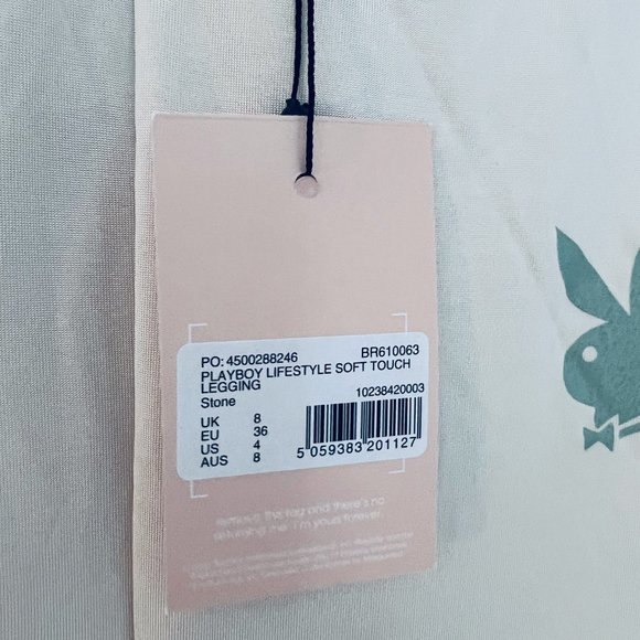 NWT | PLAYBOY x Missguided Lifestyle Soft Touch Leggings | Size 4 | Stone Colour - Picture 5 of 10